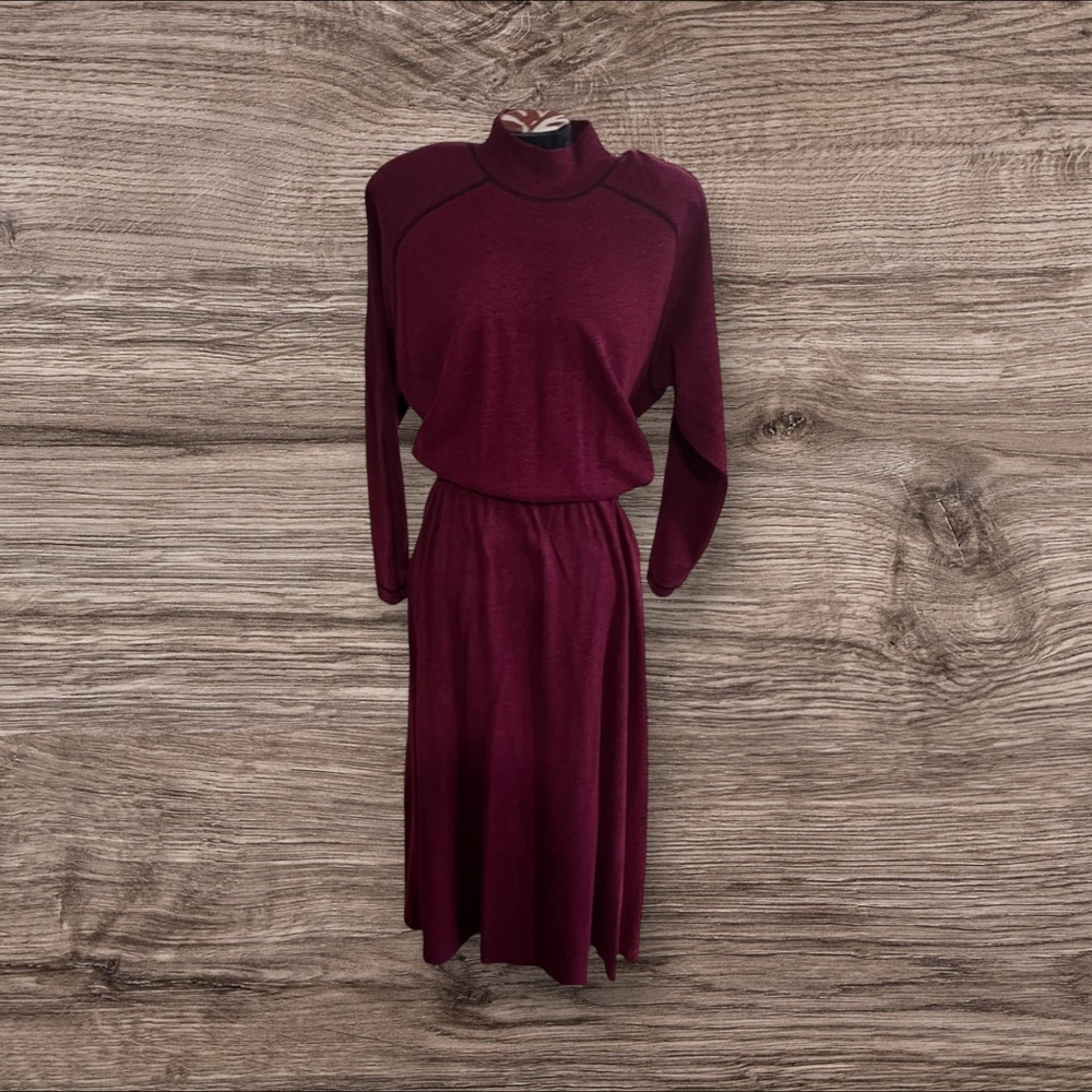 R.T.W. Ready to Wind Down Vintage 80s Women’s Long Sleeve Mock Neck Dress 1X